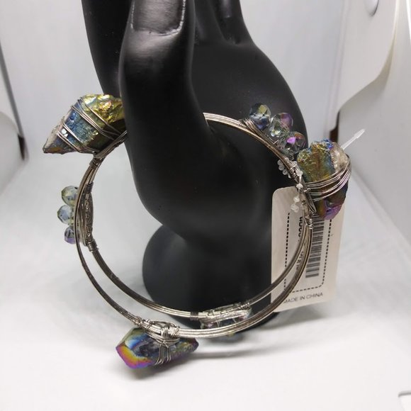 NWT!!! Blue Multi-Color Crystal Beads Druzy Silver-Tone Set of 2 Wired B… - Picture 7 of 7